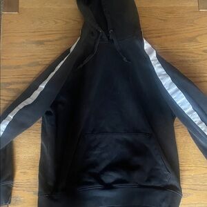 Black Hoodie with White Sleeve Stripes